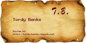 Tordy Benke névjegykártya